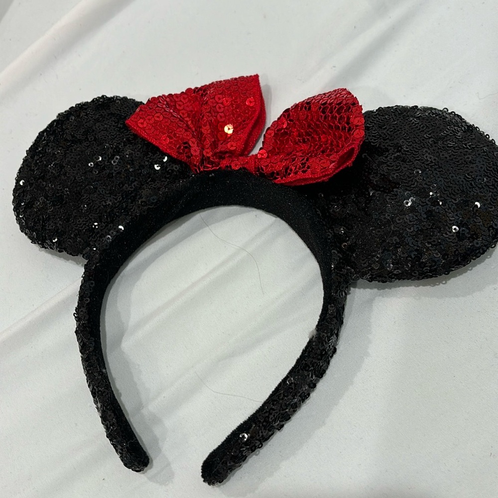 Worn classic sparkly Minnie ears